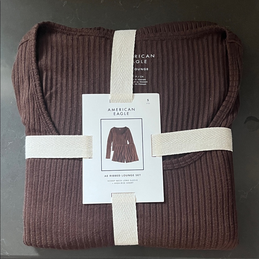 American Eagle Outfitters Ribbed Lounge Set - Deep Brown